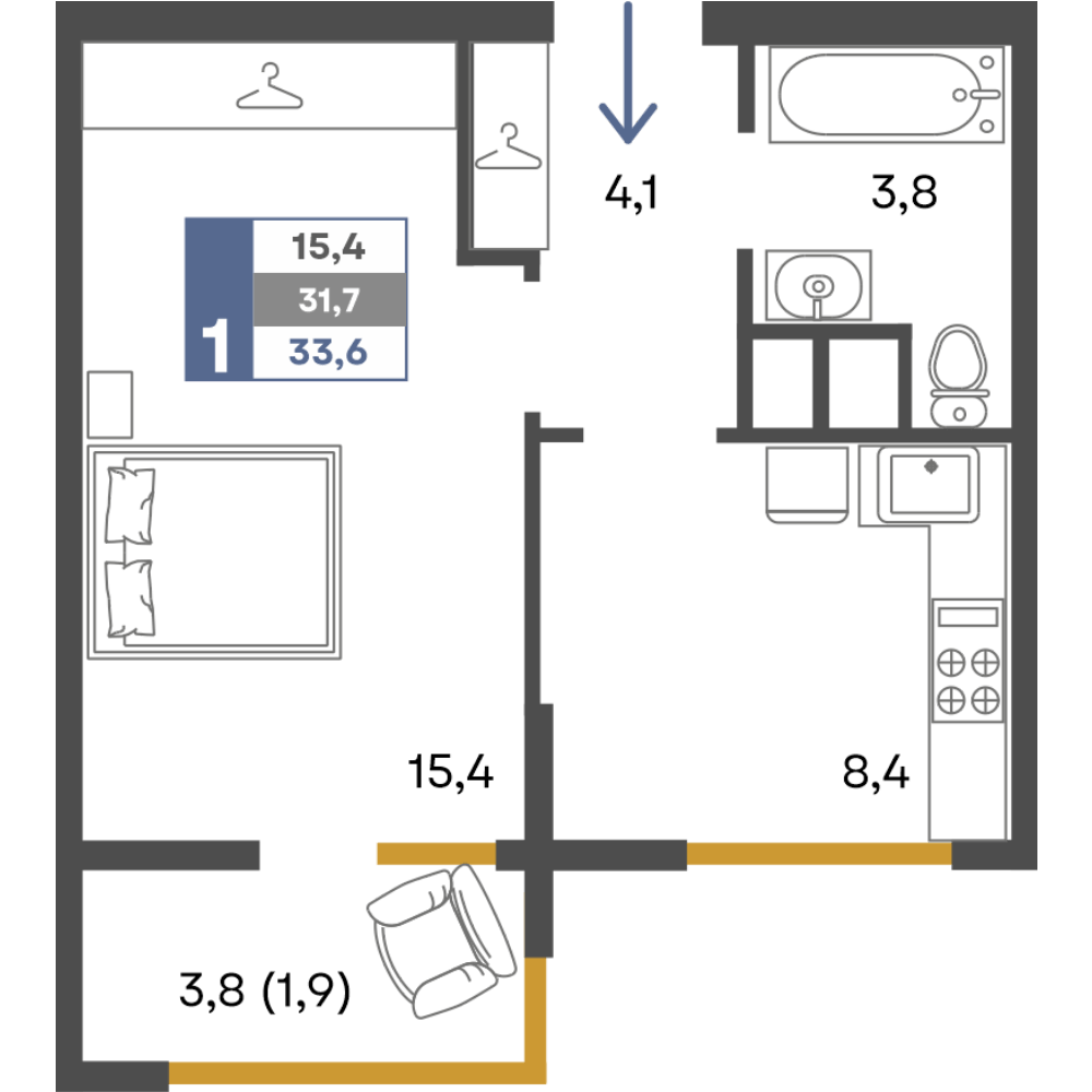 План 33.6 м²