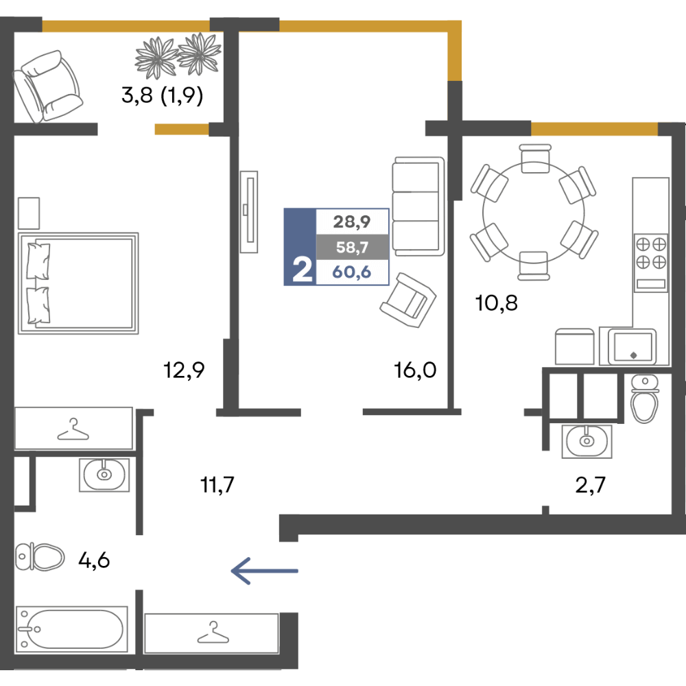 План 60.6 м²