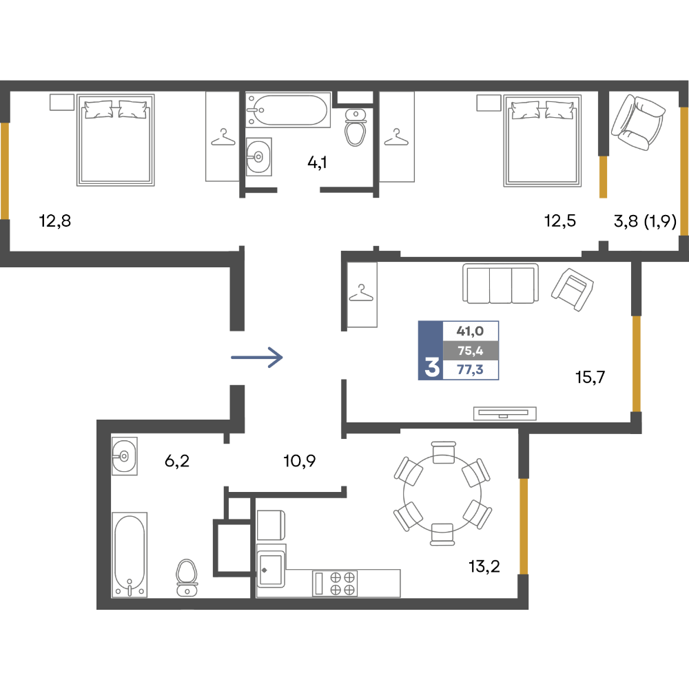 План 77.3 м²